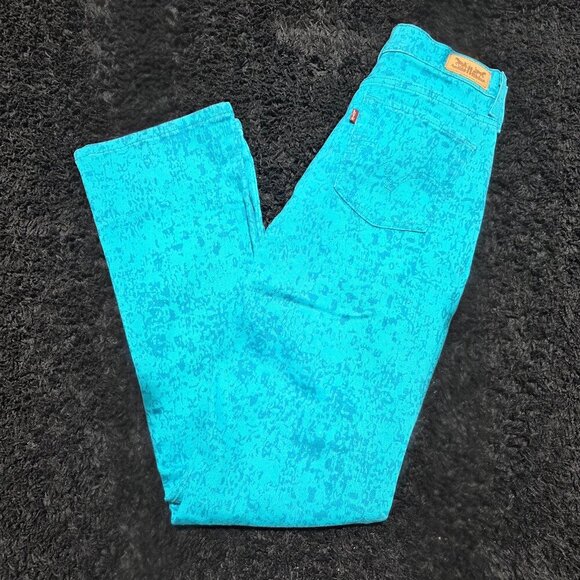 Levi’s 512 Perfectly Slimming Jeans‎ Women’s 28x32 Aqua Blue Straight Leg Denim - Picture 1 of 12